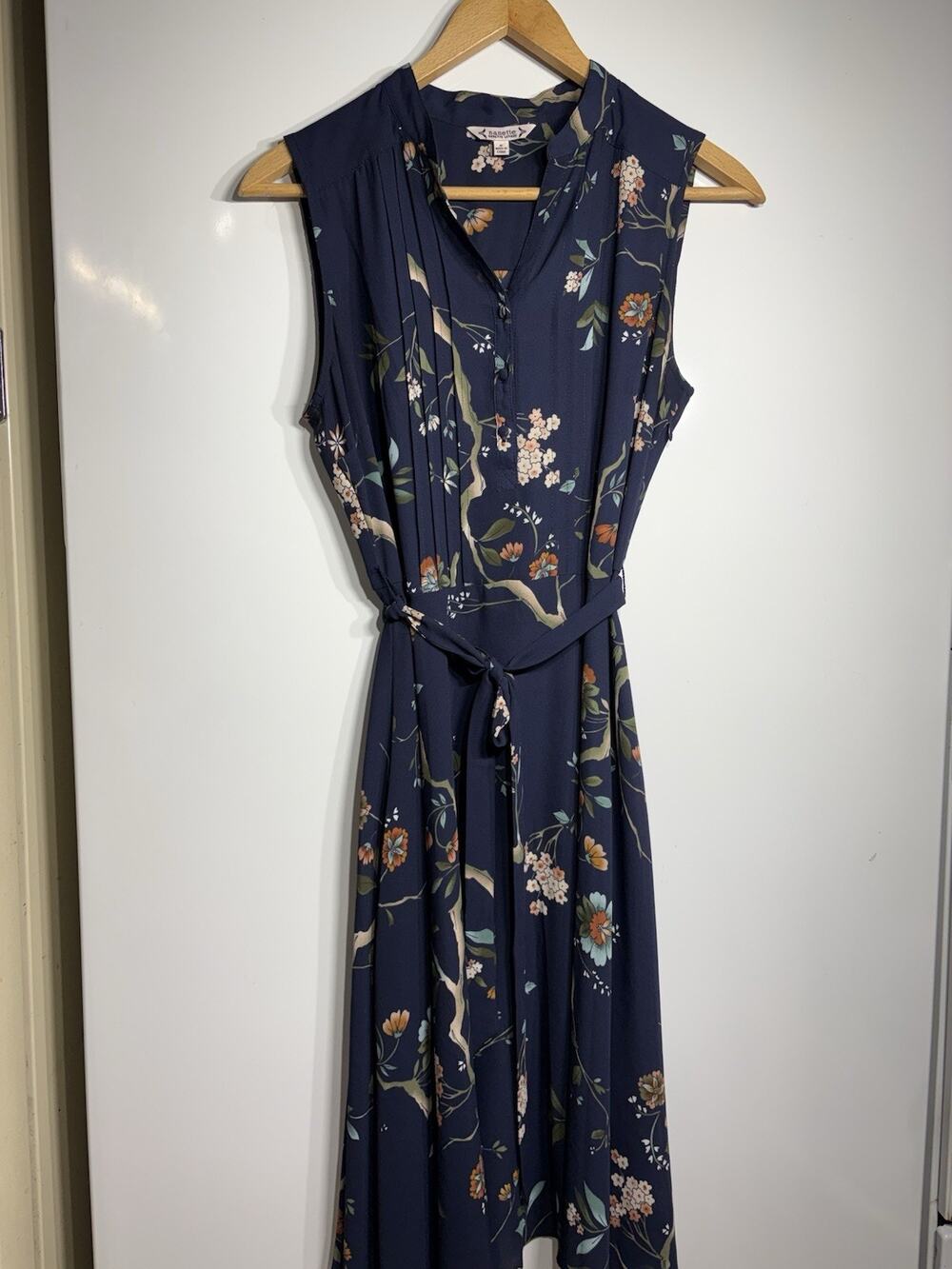 Nanette Lepore Women Midi Dress sz 6 Floral botanical print ruffle blue